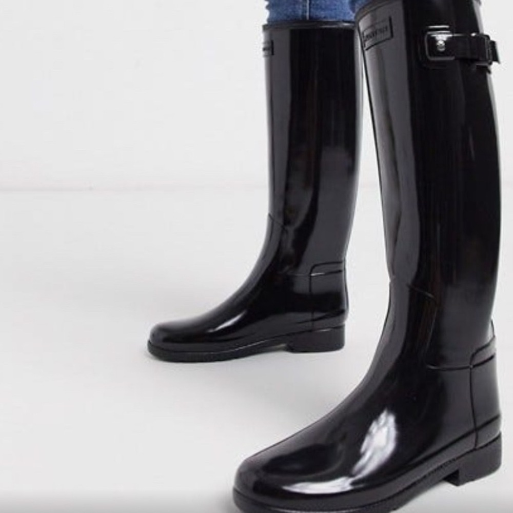 Hunter Women's Black Gloss Tall Rain Boots